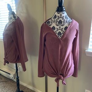 Amelia James Burgundy Button Sweater